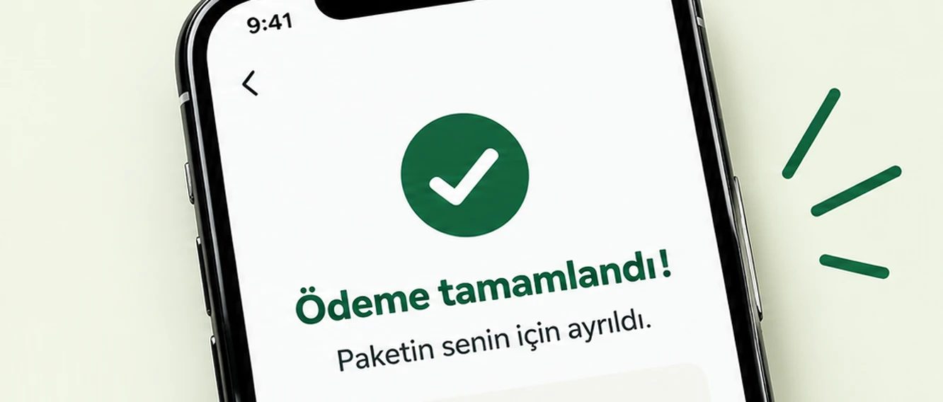 Telefon ekranında Ödeme tamamlandı mesajı
